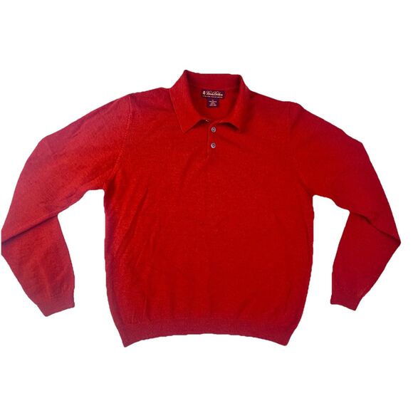 Brooks Brothers Extra Fine Italian Merino Wool Women’s XL Red Collared Sweater - Picture 2 of 16